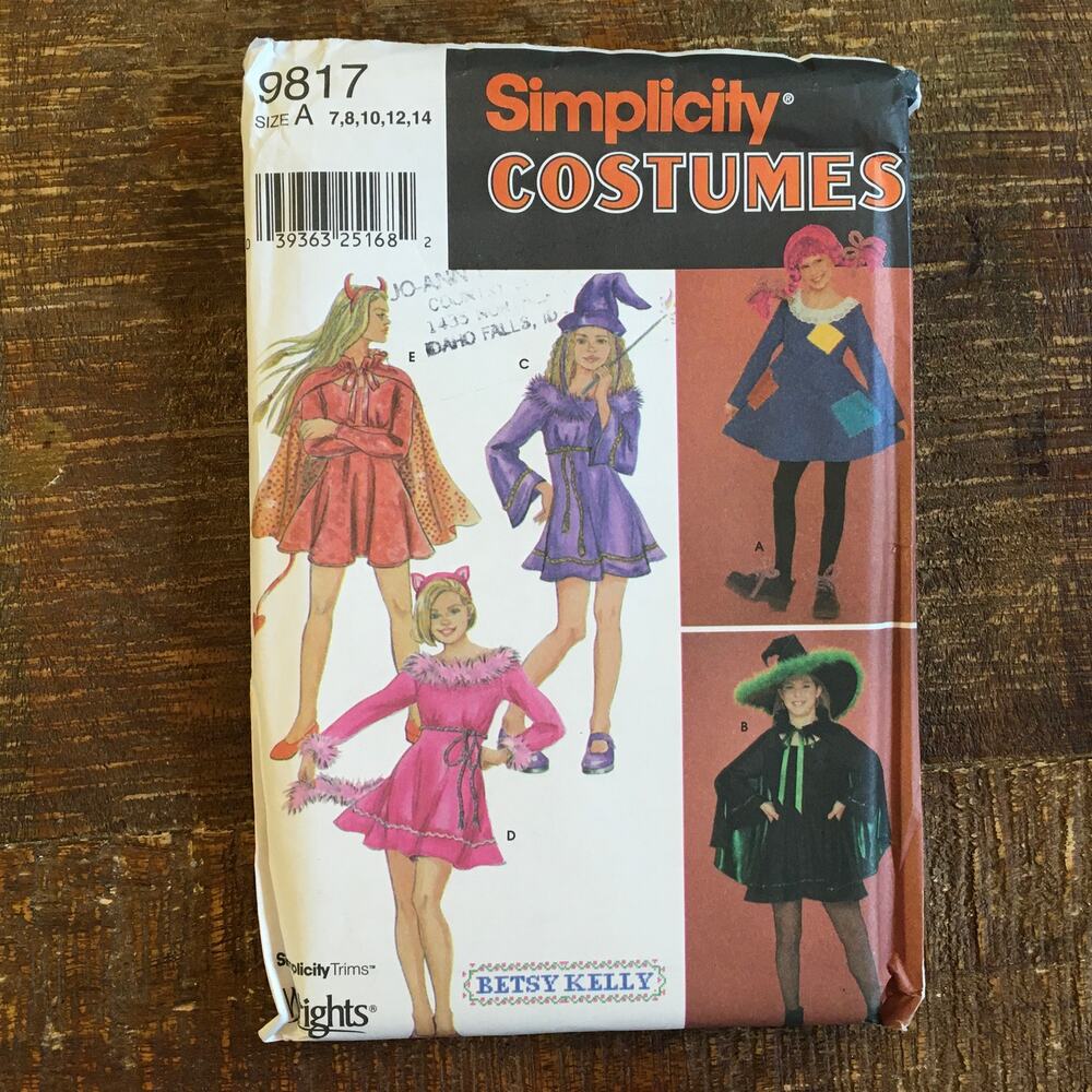 Simplicity Sewing Pattern 9817 Girls Betsy Kelly Y2K Halloween Costumes UNCUT